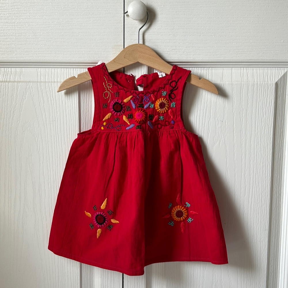 Girls 12 mo Red embroidered Mexican dress